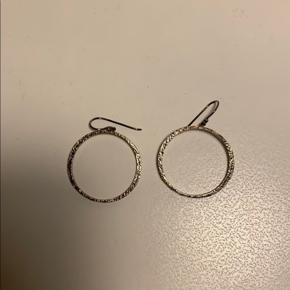 Brushed Metal Silver Hoops